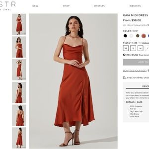 Gaia Midi Dress in Rust from Astr the Label